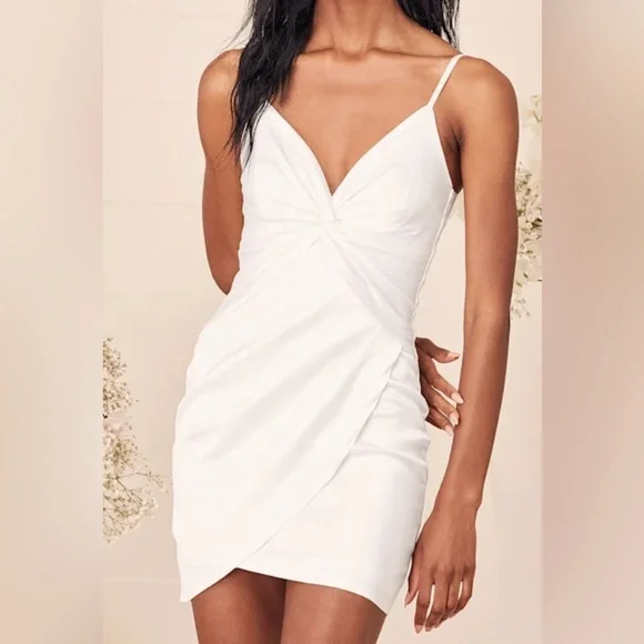 Lulus Chic Satin Strapless White Dress. Size XS - Picture 1 of 4